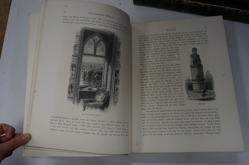 Picturesque Europe - The British Isles, 2 vols, and The Continent, 2 vols, green pictorial cloth, numerous engraved plates and other illustrations, vignette on half titles, Cassell, Petter & Galpin, c. 1876-1881 (4).